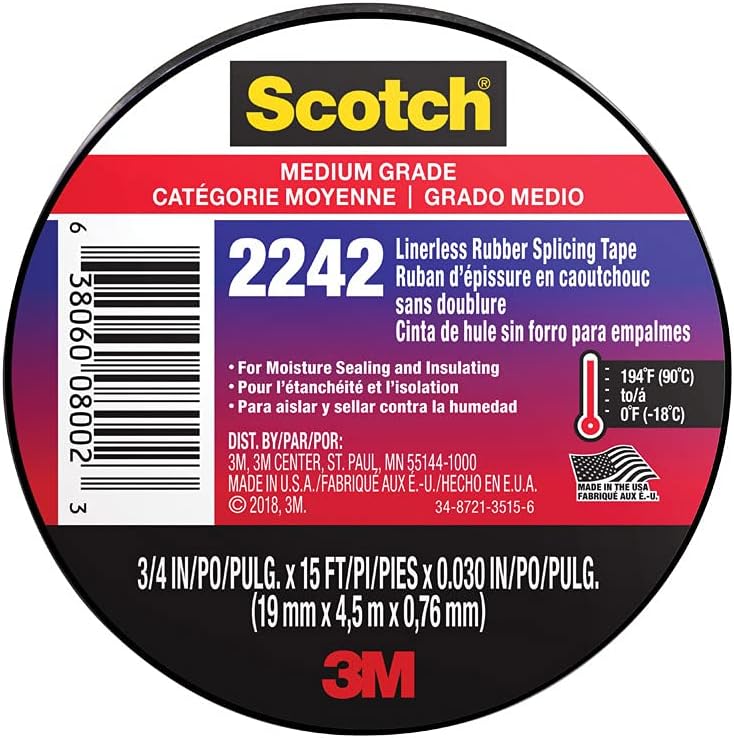 Scotch 3/4 in. W X 15 ft. L Black Rubber Splicing Tape
