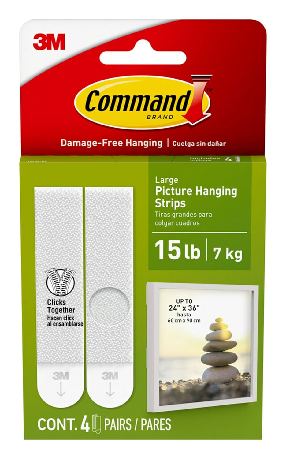 3M Command White Large Picture Hanging Strips 16 lb 4 pair