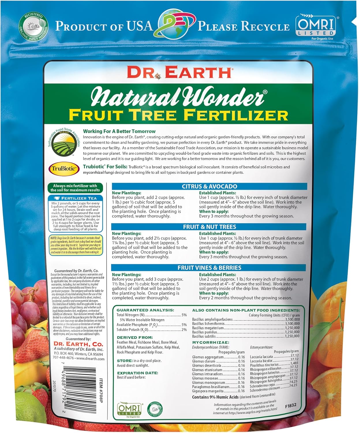 Dr. Earth Natural Wonder Organic 5-5-2 Plant Fertilizer 25 lb