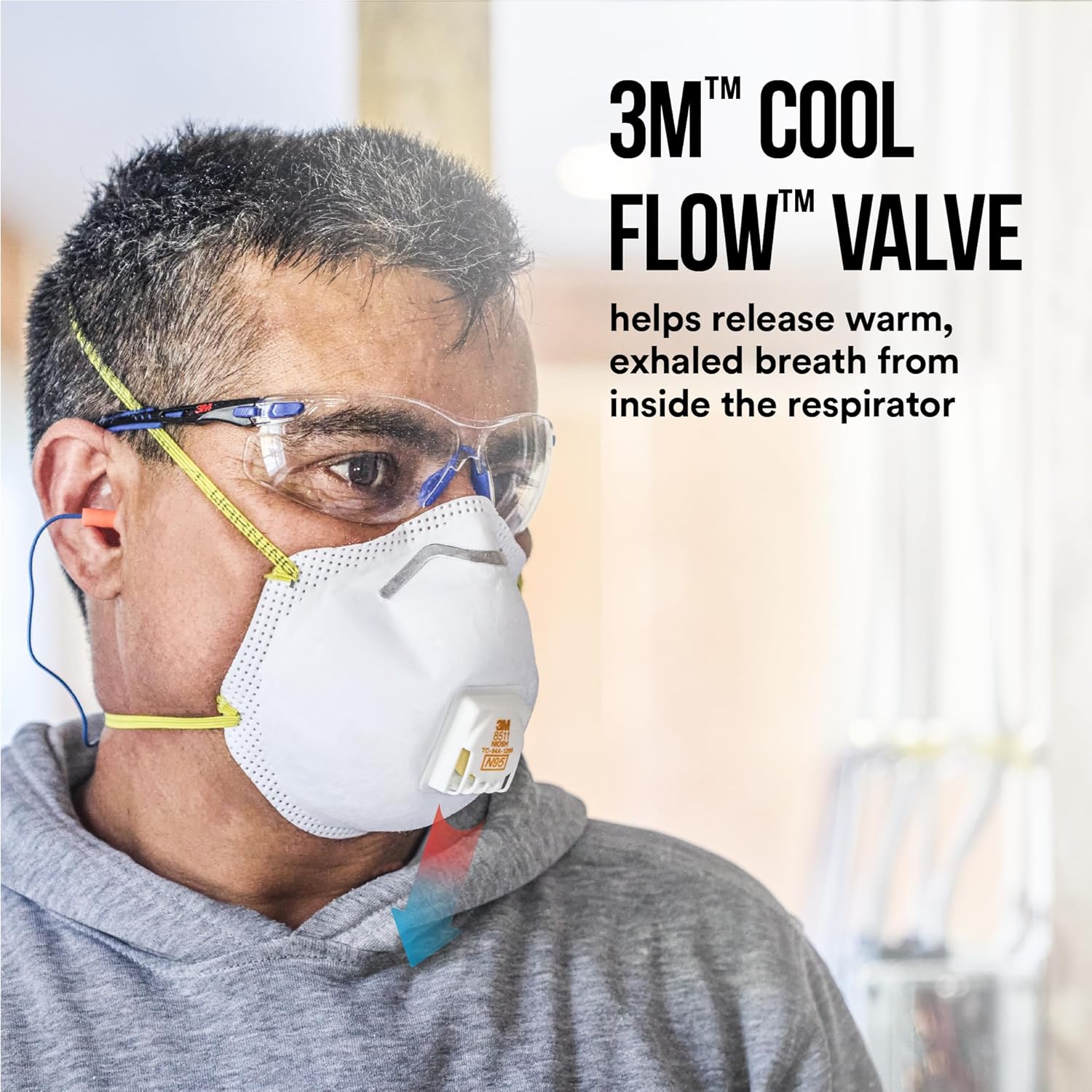 3M N95 Paint Sanding Cup Disposable Respirator Pro-Series Valved White One Size Fits All 1 pc