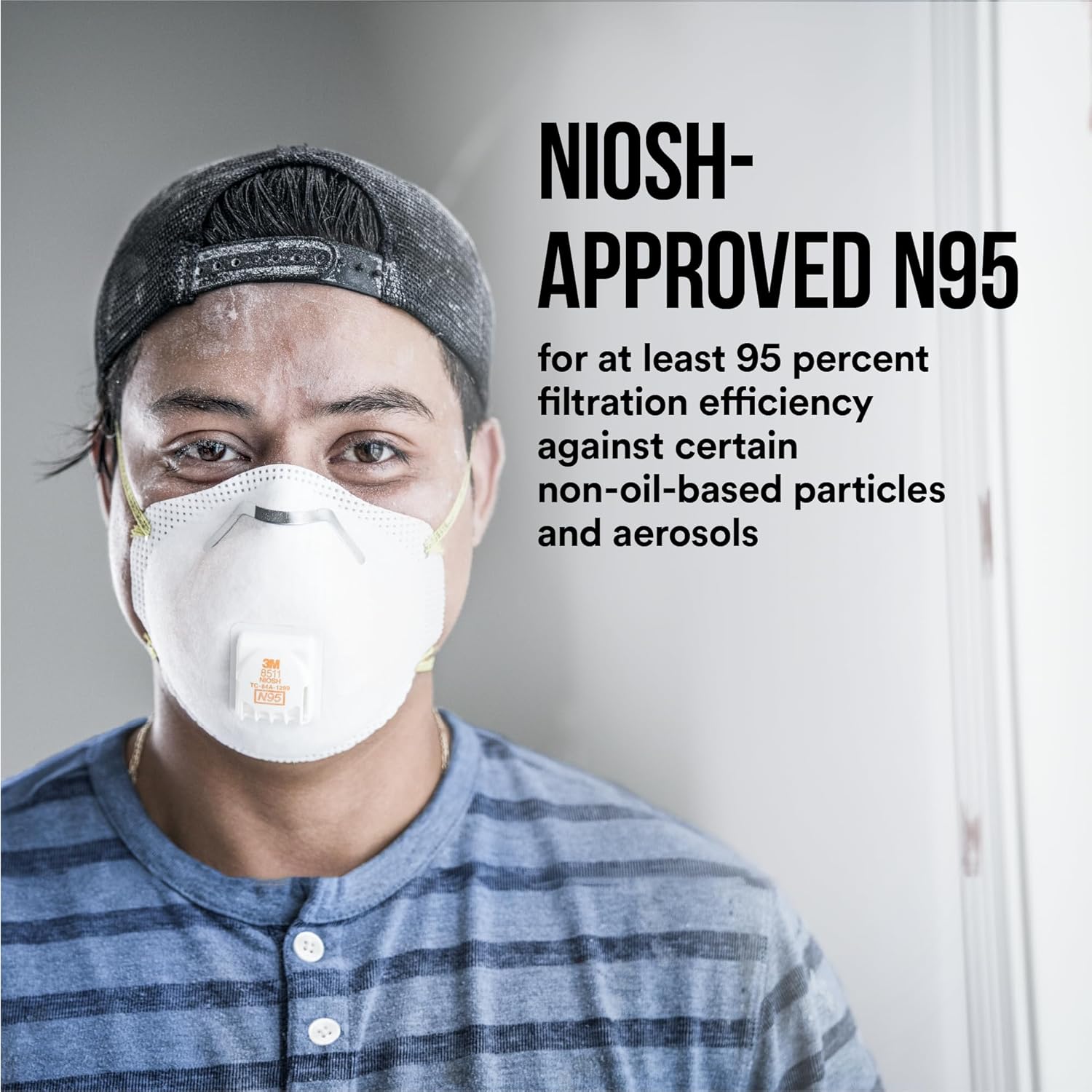 3M N95 Paint Sanding Cup Disposable Respirator Pro-Series Valved White One Size Fits All 1 pc