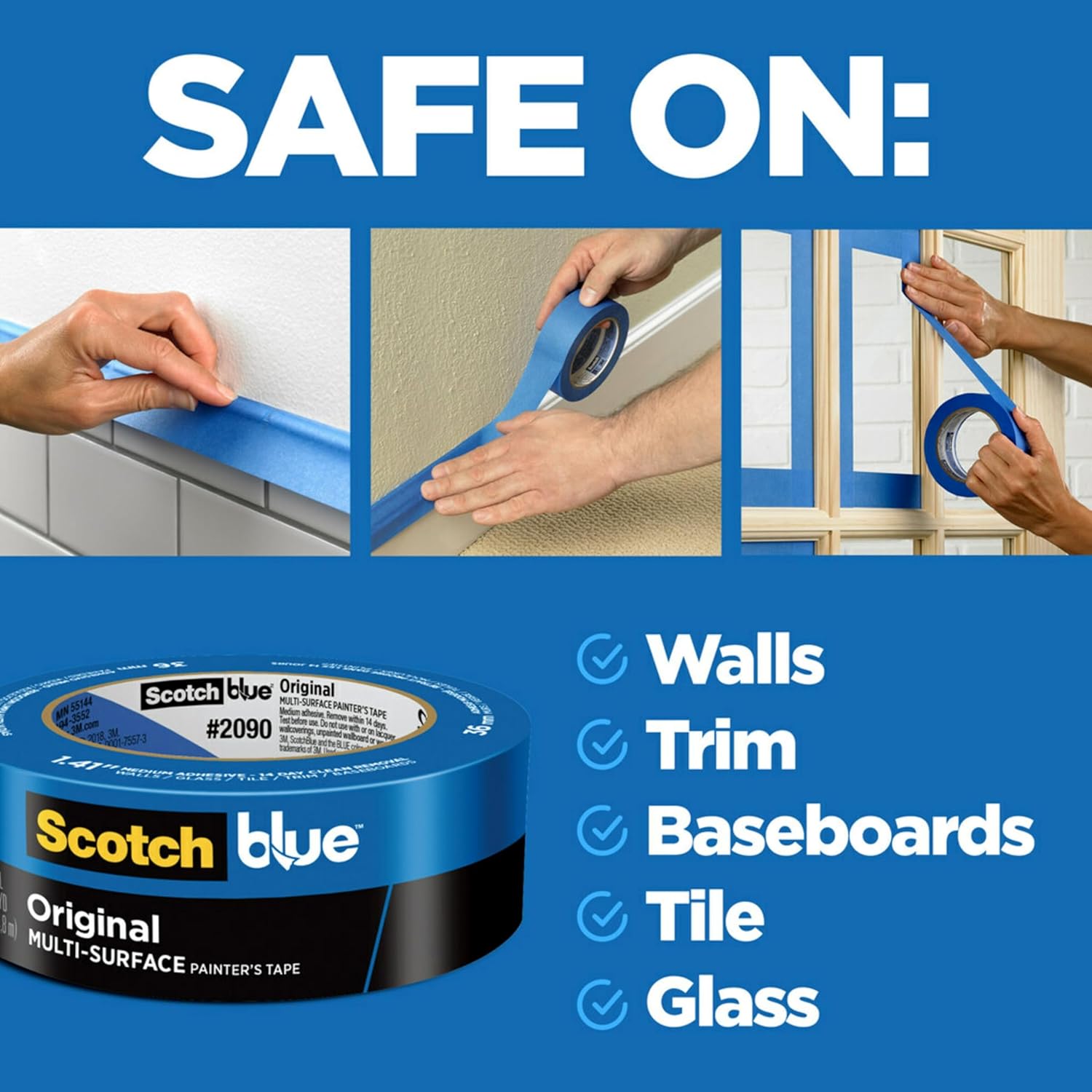 ScotchBlue 1.41 in. W X 60 yd L Blue Medium Strength Original Painter's Tape 1 pk